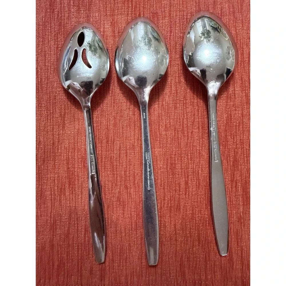 Ekco Eterna Corsair Serving Spoons Lot 3 Stainless Flatware 8.5 in